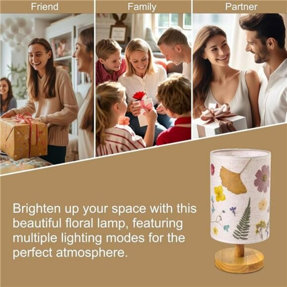 Flower Table Lamp LED Night Light Bedside Gift for Mom Wife Women Decor - Picture 3 of 7